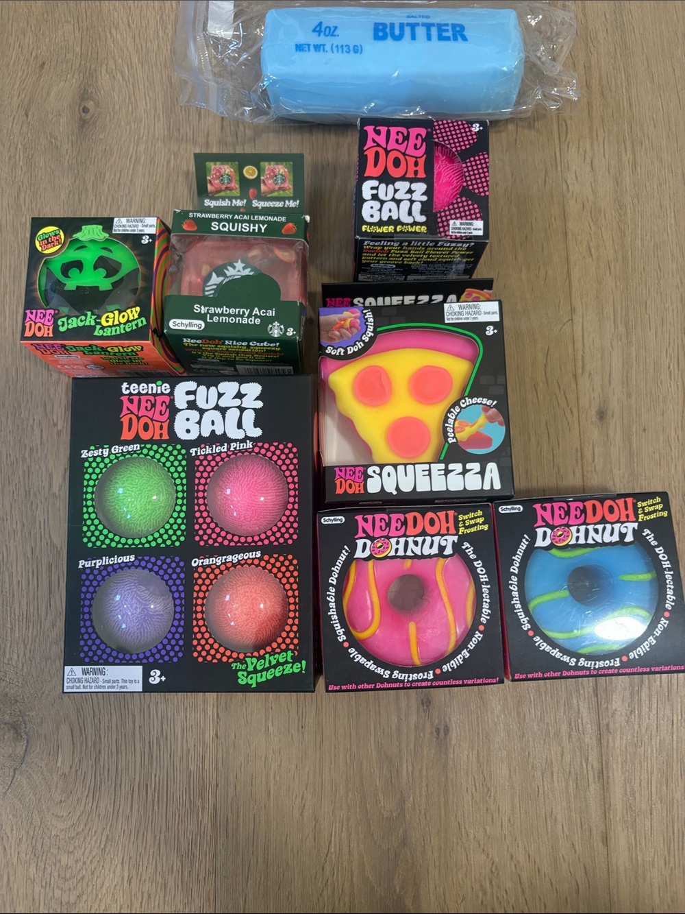 Schylling Genuine, DohnutX2,Pizza,4fuzzballpck,JackGlowLantern,Fuzzball,CrunchyB